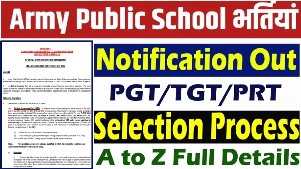 Army School AWES TGT, PGT, PRT Recruitment 2025​